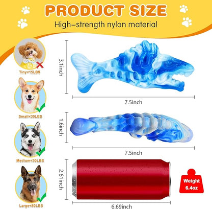 BoYoYo Tough Dog Toys for Aggressive Chewers 2 Pack, Indestructible Dog Toys to Keep Them Busy, Beef Flavor, Nylon Dog Chew Toys for Small, Medium and Large Dogs, Blue & Green