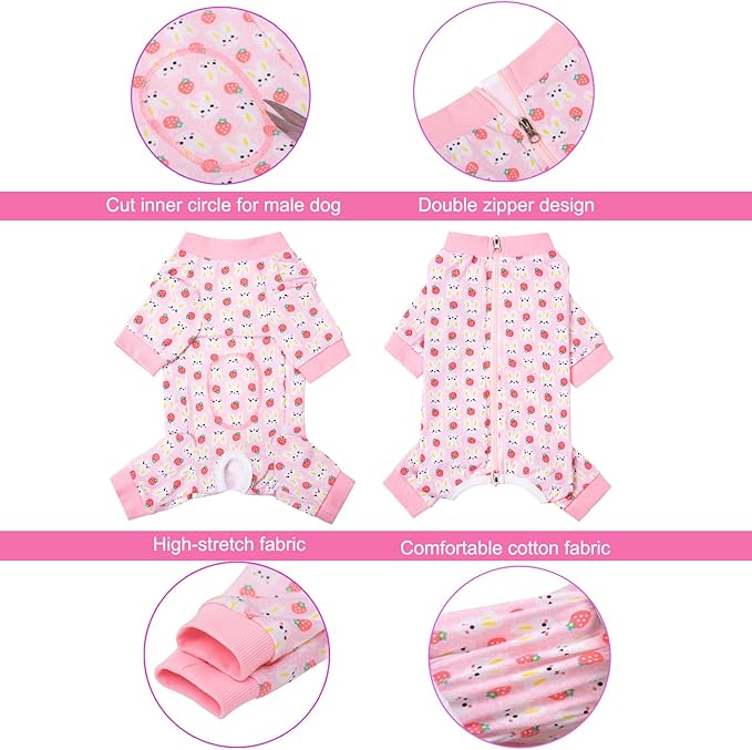 Dog Recovery Suit for Small Medium Large Dogs, Pet Onesie After Surgery Comfort Dog Bodysuit Anti Licking (Large, Pink Bunny)