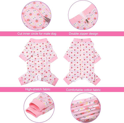 Dog Recovery Suit for Small Medium Large Dogs, Pet Onesie After Surgery Comfort Dog Bodysuit Anti Licking (Large, Pink Bunny)