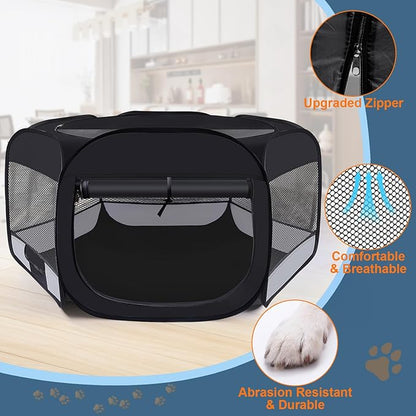 Dog Cat Playpen,Portable Pet Puppy Playpen,Rabbit Puppy Dog Play Pen for Indoors,Dogs Tent for Indoor Cats,Kitten Playpen,Collapsible Small Cats Crate Cage for Small Dogs with Carrying Case(Grey, S)