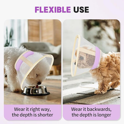 Soft Dog Cone Collar to Stop Licking-Adjustable Comfortable Mesh Recovery Collars After Surgery for Small Miniature Dogs, Alternative to Plastic Elizabethan Collar for Neuter Incision Care (Purple,L)