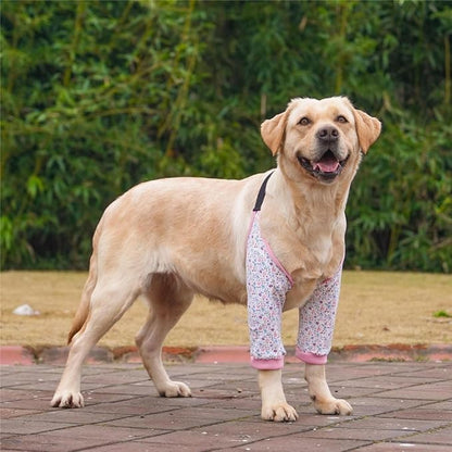 HDKUW Dog Elbow Protector for Calluses, Recovery Suit for Front Legs, Cone Collar Alternative to Stop Licking Wounds, Cover Sleeve for Small Medium Large Dogs - Floral 2XL