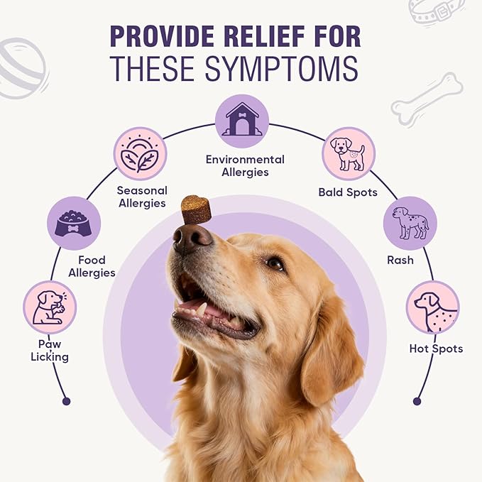 Dog Allergy Chews 200ct - Dog Allergy Itching Skin Relief & Immune Support Anti Itch Probiotics for Yeast, Itchy Skin and Itchy Ears, Vitamins for Seasonal Allergies Itchy Skin, Gut Health, Chicken