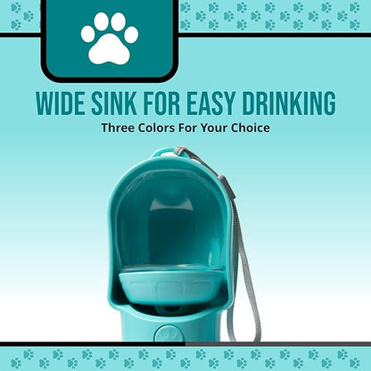 Leak Proof Portable Dog Water Bottle with Bowl – Travel Pet Water Dispenser for Walking & Hiking – Food Grade Plastic – Choose from 3 Colors (Blue, 500 ml)