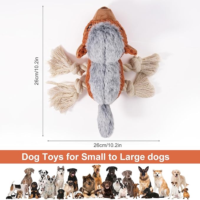 Letsmeet Dog Toys - Squeaky Interactive Plush Dog Toy with Rope, Chew Toy for Large Dogs, Small Dogs & Puppies - Tug of War Dog Toy for Aggressive Chewers, Pet Toys for Dogs