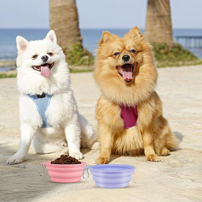 Kytely Collapsible Dog Bowls for Travel, 2Pack Dog Portable Water Bowl, Foldable Pet Food Bowl with Clasp, Pet Cat Feeding Cup Dish for Traveling, Walking, Hiking