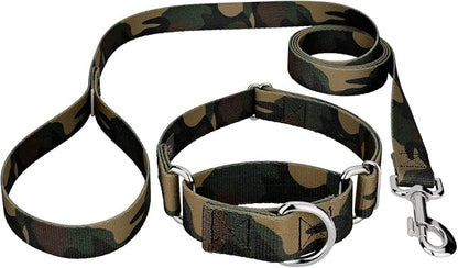 Country Brook Petz - Woodland Camo Martingale Dog Collar and Leash - Camouflage Collection Featuring Rugged Designs (1 Inch, Extra Large)