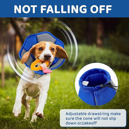 SUNFURA Dog Cone - Soft Cone for Dogs to Stop Licking, Pet E-Collar Alternative After Surgery, Adjustable Pet Recovery Collar for Wound Healing, Blue Small