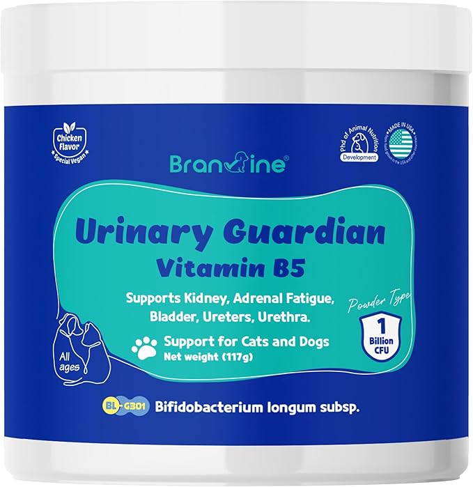 Urinary Guardian for Dogs and Cats - Supports Kidney, Adrenal Fatigue, Bladder, Urethers, Urethra, Vegan Bacon Flavor (117g) (Vitamin B5)