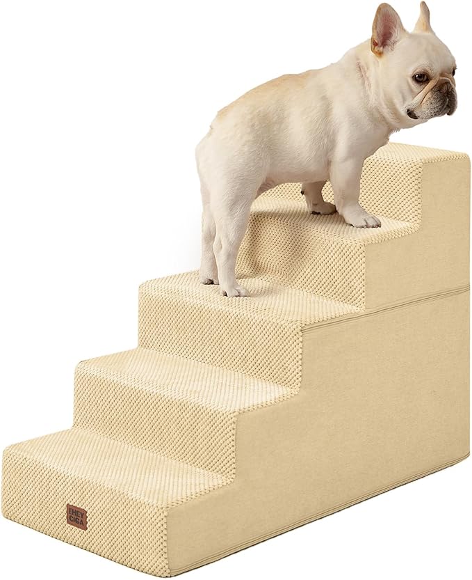 EHEYCIGA Dog Stairs for High Bed 22.5" H, 5-Step Dog Steps for Bed, Pet Steps for Small Dogs and Cats, Non-Slip Balanced Pet Ramp Indoor, Graige