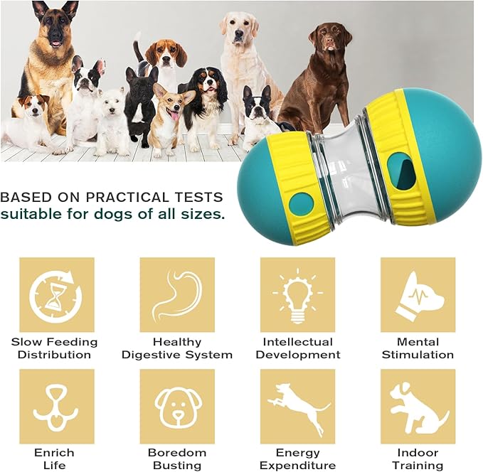 BSISUERM Dog Puzzle Toy Adjustable Treat Dispensing Ball Food Dispenser Tough Slow Feeder Puppy Enrichment Training Toy Pet Interactive Chase Toys for Small Medium Large Dogs to Keep Them Busy, Green