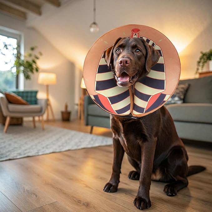 EXPAWLORER X-Large Widen Soft Dog Cone Collar - Inflatable Dog Neck Donut Collar Alternative After Surgery to Stop Licking,Adjustable Protective Recovery E Collar(Rharaoh)