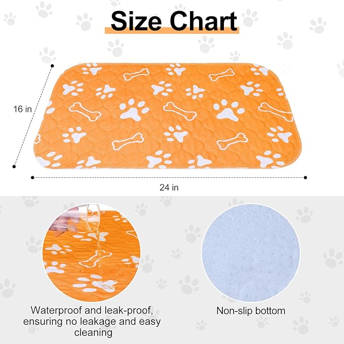 BEAUTYZOO 6 Pack Washable Pee Pads for Dogs, Reusable Puppy Pads for Potty Training, Waterproof Super Absorbent Whelping Pads Mats Non Slip Against Urine for Small Medium Dogs Cats, 16" x 24"