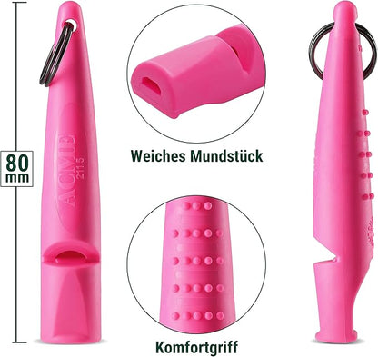 ACME Alpha 211.5 Professional Dog Training Whistle with Enhanced Ergonomic Grip. BPA-Free Plastic. 110 dBA. Long Range. Standardized Frequency. Weatherproof. Made in the UK (Day Glow Pink)