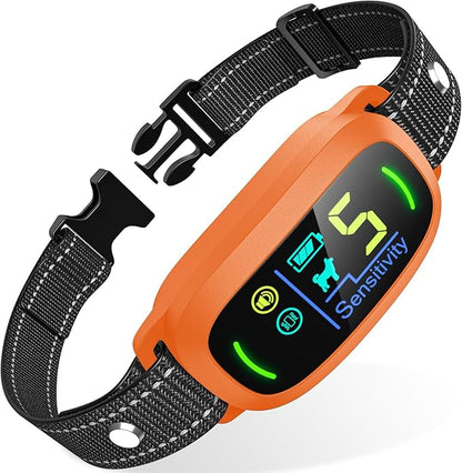 FAFAFROG Dog Bark Collar, Rechargeable Smart Collar, Anti Barking Training Collar with 5 Adjustable Sensitivity Beep Vibration, Bark Collar for Large Medium Small Dogs (Orange)