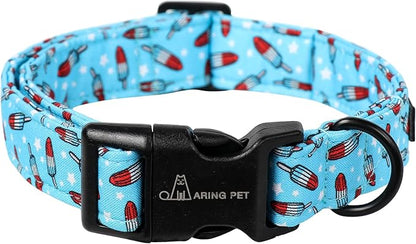ARING PET Summer Dog Collar, Cute Blue Ice Pop Pet Collars with Quick Release Buckle for Puppy Small Medium Large Boy Girl Dogs-L