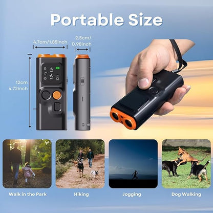 Upgraded Ultrasonic Dog Barking Deterrent, Handheld Anti Barking Device, 3-in-1 Rechargeable Dog Training & Behavior Aid, Safe and Humane Stop Dog Barking with LED Flashlight