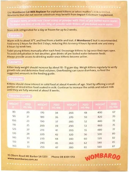 Wombaroo Cat Milk Replacer for Kittens - 7.5 Ounces (215 Grams)