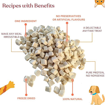 Just Chicken Raw Freeze-Dried Bites Two-Pack Single Source Dog & Cat Treats Food Topper - Training Treasure, Perfect for Picky Eaters, Grain-Free, Protein Rich (2 Packs) (2.0 oz each, Just Chicken)