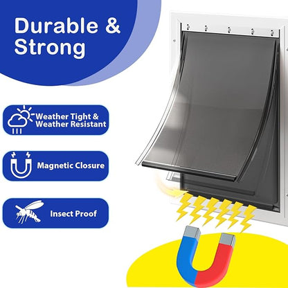 2 Pack Large Dog Door Replacement Flaps with Screws & Washers, Compatible with Petsafe Freedom Doggie Doors PAC11-11039 10 1/8" X 16 7/8" Weather Resistant Flexible (without Bracket-Smoky Translucent)
