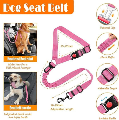 No Pull Dog Harness, Collar & Leash Set | Includes Dog Seat Belt, Collapsible Bowls & Poop Bag Dispenser. Ideal for Training, Walking, Hiking. Fits Small to Large Dogs(Pink-M)