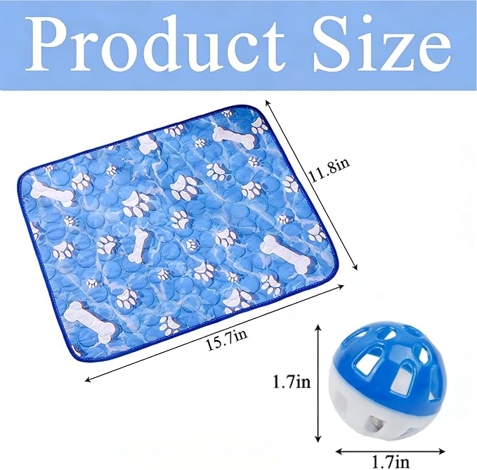 Puppy Pads with Pheromones, Training Pads for Dogs with 3 Random Color Bell Balls, Washable Pee Pads for Dogs, Reusable Puppy Pads with Pheromones, 40 x 30 cm Blue Pet Mat