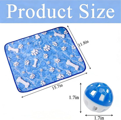 Puppy Pads with Pheromones, Training Pads for Dogs with 3 Random Color Bell Balls, Washable Pee Pads for Dogs, Reusable Puppy Pads with Pheromones, 40 x 30 cm Blue Pet Mat