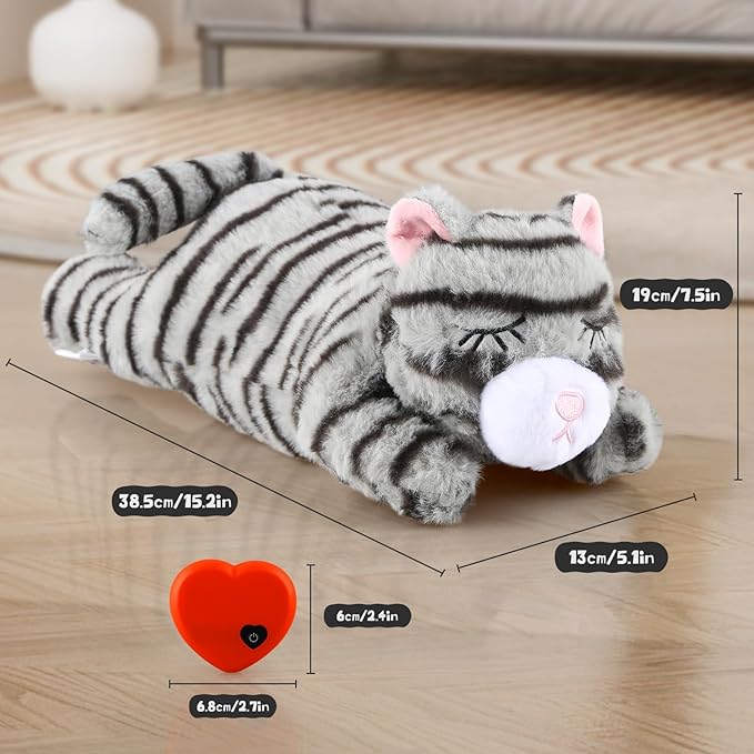 Puppy Toys with Heartbeat,Puppy Sleep Aid Toy,Small Dog Training Toys for Separation Anxiety Relief,Pets Plush Toys for Dogs Cats (Grey)
