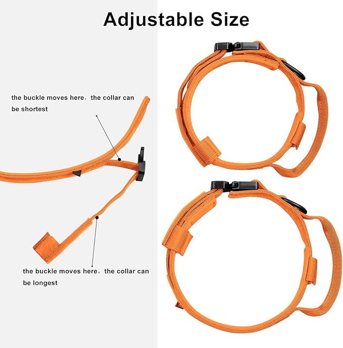 DAGANXI Tactical Dog Collar, Adjustable Military Training Nylon Dog Collar with Control Handle and Heavy Metal Buckle for Medium and Large Dogs, with Patches and Airtags Case (Orange, S)