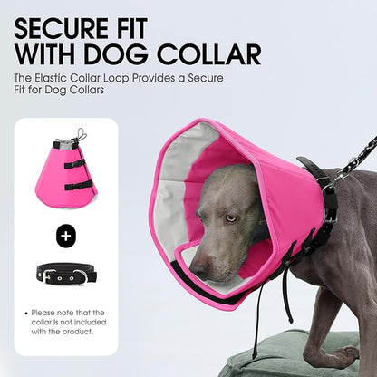 SUNFURA Dog Cones for Medium Dogs, Soft Cone for Dogs to Stop Licking, Comfy Dog Cone with Elastic Collar Loop, Recovery E-Collar Alternative for Wound Healing After Surgery, Pink M