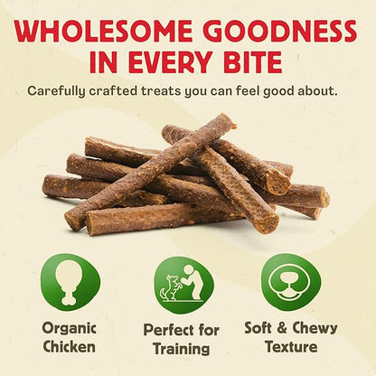 Chewmasters Organic Chicken & Brown Rice Dog Treats, 2 Pound Bag, 100% Organic, Made in The USA, Corn, Soy & Wheat Free, No by-Products, Real Meat Dog Treat