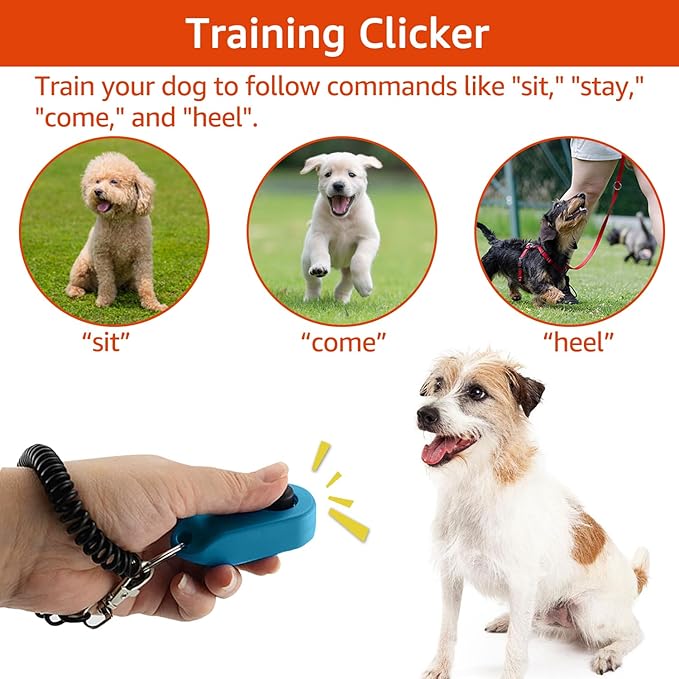 4Pack-Treat Pouch, Clicker for Training, Retractable Target Stick, Whistle for Lure Course, Agility Equipment Tools for Trainer, Cat Toilet Trainer Kit, Accessory for Pet Puppy Kitten Behavior Aids