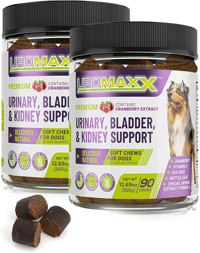UroMAXX Dog Urinary Tract Infection Treatment, Bladder & Kidney Support for Dogs, Powerful Pet Care, Natural Soft Chews with Cranberry & Glucosamine, Made in The USA, Chicken Flavor, 90 Count, 2 Pack