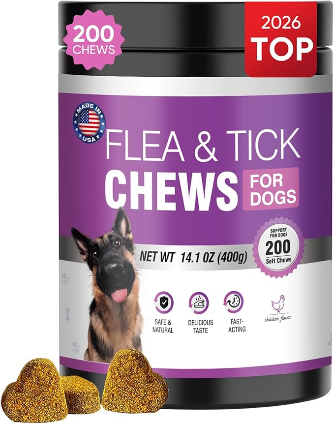 Fleas Ticks Treatment Dog Oral Chewables Support Supplement Breeds and Ages