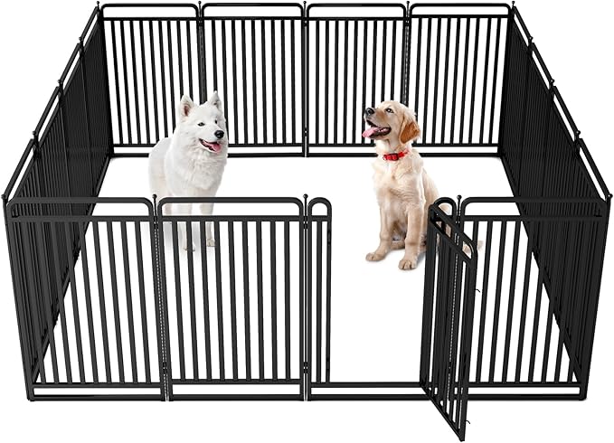New Thickened Version Dog Playpen, 43 Inch Dog Fences for The Yard, Portable Outdoor Dog Playpen for Large/Medium/Small Dogs, Foldable Metal Dog playpen, with Doors (16 Panels, 43 Inch)