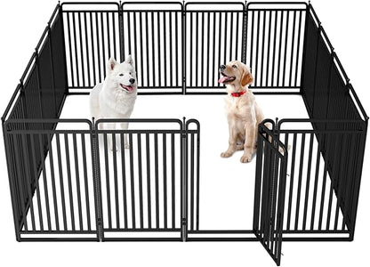 New Thickened Version Dog Playpen, 43 Inch Dog Fences for The Yard, Portable Outdoor Dog Playpen for Large/Medium/Small Dogs, Foldable Metal Dog playpen, with Doors (16 Panels, 43 Inch)
