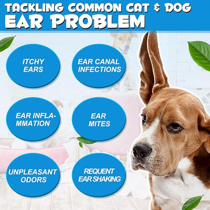 VOSIFSDIY Dog Cat Ear Infection Treatment Drops, Pets Ear Cleaning Drops with 1% Hydrocortisone for Dog & Cats Yeast Infection, Itchy Ear Relief, Pet Ear Care Supplies for Dogs & Cats -2fl oz(2PCS)