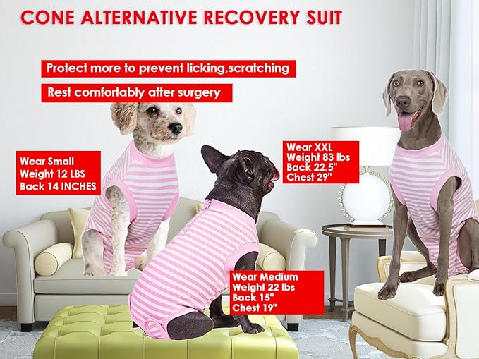 Recovery Suit for Dogs,Dog Cone Alternative Zipper Surgery Suit Female Spay,Soft Dog Surgery Suit for Anti Licking,Breathable Surgical Suit for Dogs Female Spay