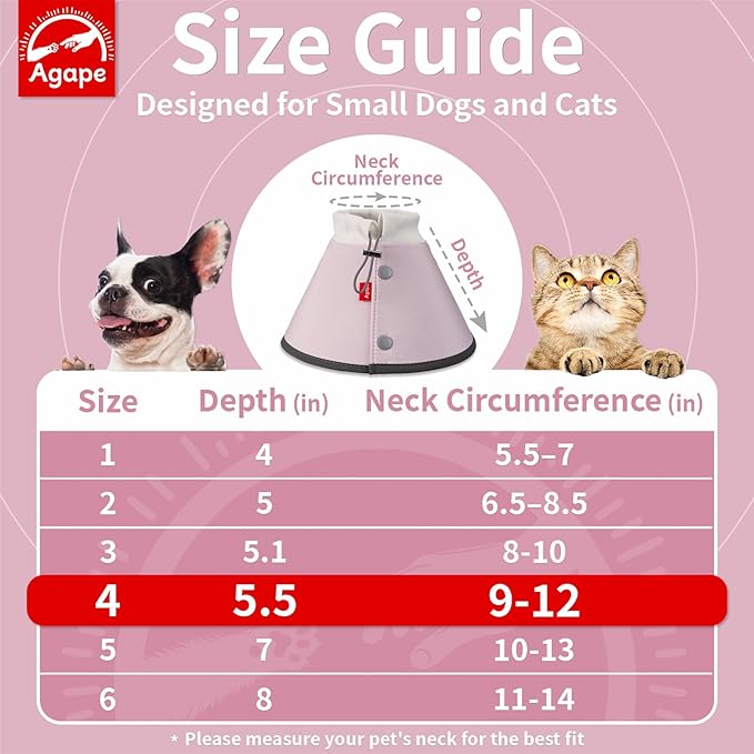 Agape Soft Dog Cone for Small Dogs & Cats, Comfy Dogs Recovery Collar After Surgery, Adjustable E Collar Alternative to Stop Licking, Protective Elizabethan Cones for Pup&Kitty, Comfortable Dog Cones