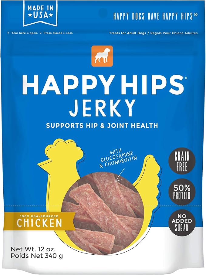 Happy Hips Jerky Dog Treats, Chicken, 12 oz. Pouch