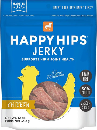 Happy Hips Jerky Dog Treats, Chicken, 12 oz. Pouch