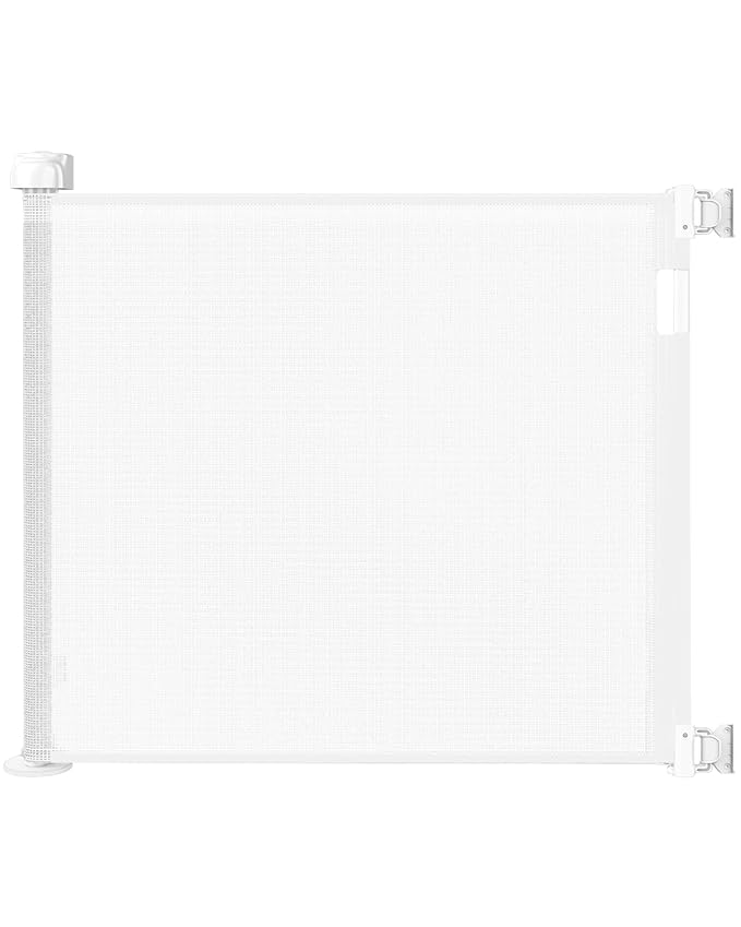 Veraste Retractable Baby Gate for Doorways and Stairs, Mesh Safety Gate for Pet, Indoor & Outdoor Use, One-Hand Operation, Easy Installation, 33.6" Tall, Expands to 55" Wide（White,33.6"x55"