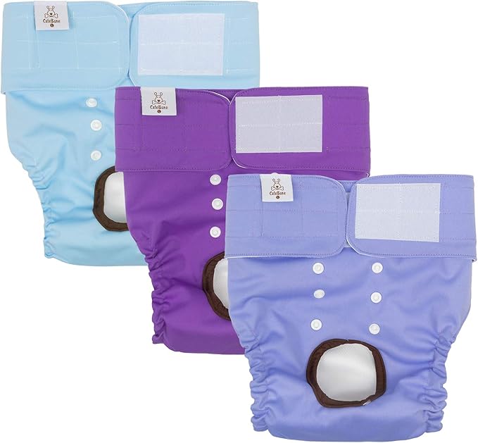 CuteBone Dog Diapers Female Washable Small Medium Large 3 Pack Reusable Doggie Diapers Puppy Period Pants for Doggy Heat Cycle Peeing