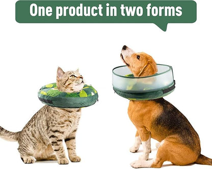 Inflatable Dog Cone, Soft Dog Cone Collar After Surgery for Alternative with Enhanced Anti-Licking Guard Shield Adjustable Detachable, Elizabethan Collar (L, Avocado)