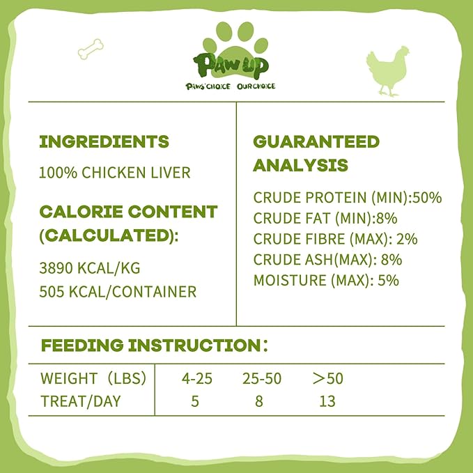 PAWUP Freeze Dried Chicken Liver Pet Treats, High Protein Freeze-Dried Pet Food for Dogs, Cats, Fresh Ingredient Snacks, 4.6 oz, Rawhide Free&Grain Free