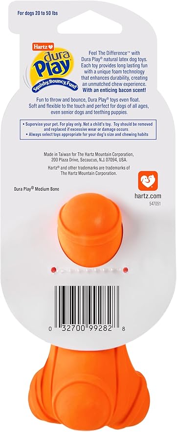 HARTZ Dura Play Soft Dog Bone Toy, Assorted Colors, 1 Ea, for Medium breeds