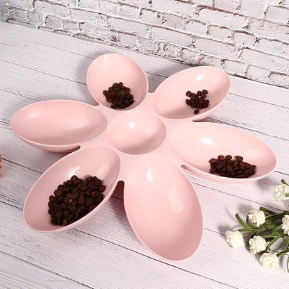Pssopp Petal Bowl, 6-Petal Plastic Feeder, Easy to Use, Multi-Function, Space Saving, Stable Design
