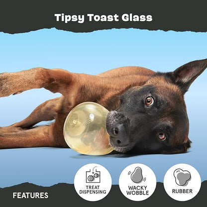 Barkbox Tipsy Toast Glass – Treat Dispensing Dog Toys – Puppy and Pet Toys for Medium to Large Dogs