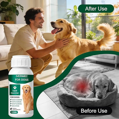 lvermect Dewormer Liquid for Dogs, Broad Spectrum for All Wormer, Hookworms, Lung Worms, Pin Worms, Round Worms