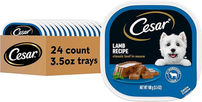 Cesar Classic Loaf in Sauce Adult Wet Dog Food Lamb Recipe, 3.5 oz Easy Peel Trays, 24 Count